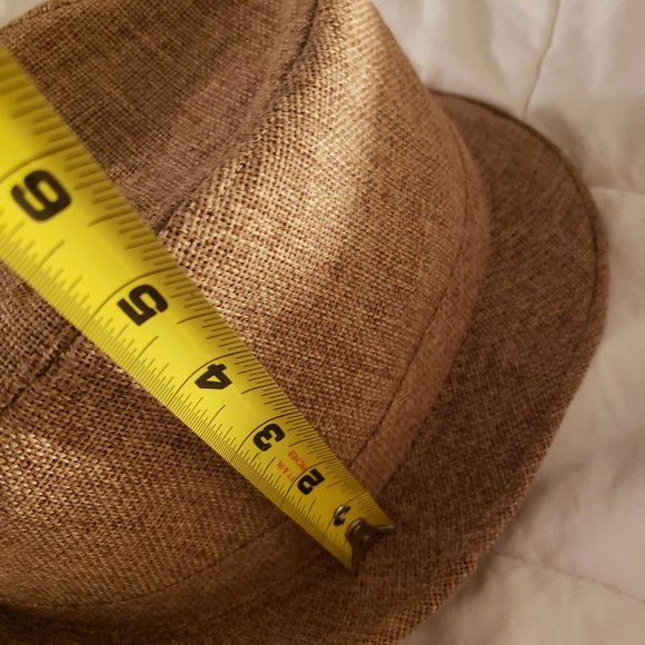 Flax Fedora size 7 1/4 earth brown woven flax linen - Picture 9 of 9